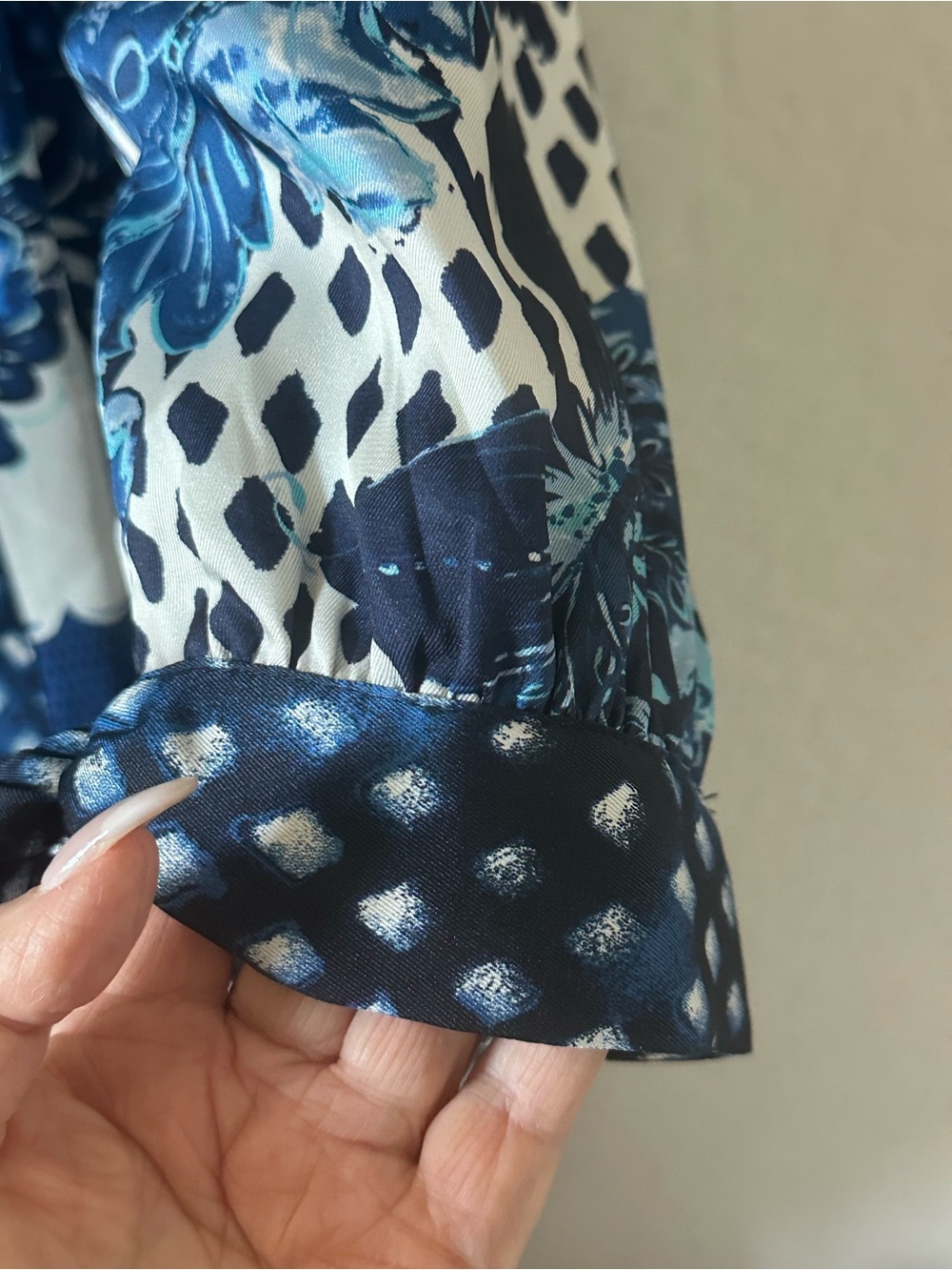 Chico’s Reversible Blue Printed Duster Coat - Picture 8 of 9